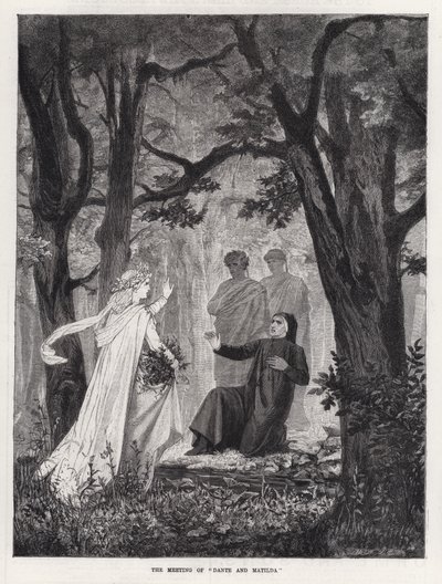 La Rencontre de "Dante et Mathilde" (gravure) - English School