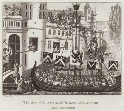 Les hommes de Gand attaquent le comte de Flandre à Dendermonde - English School