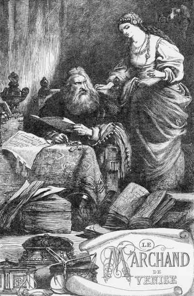 Le Marchand de Venise - Illustration dans « Œuvres complètes de William Shakespeare » 1866 - Les illustrations et la forme générale de cette édition sont empruntées à Cassell