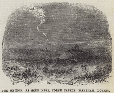 Le météore, vu près du château de Corfe, Wareham, Dorset (gravure) - English School