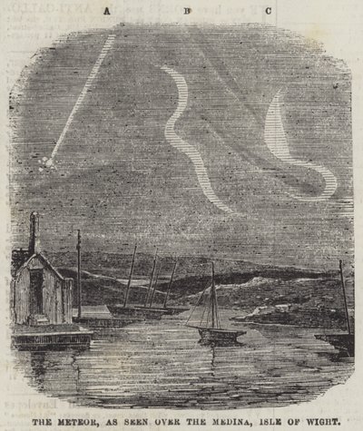 Le météore, vu au-dessus de la Medina, Île de Wight (gravure) - English School