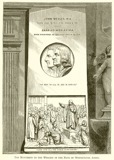 Le monument aux Wesleys dans la nef de l