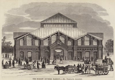 Le marché couvert de Moscou (gravure) - English School