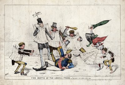 La devise de la presse libérale, montrant Napoléon III attaqué par la presse britannique - English School