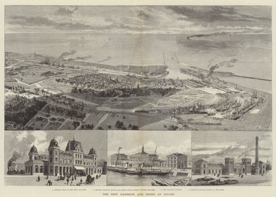 Le nouveau port et les docks à Calais (gravure) - English School