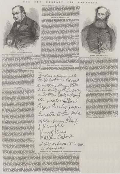 La calamité de la mine de New Hartley (gravure) - English School