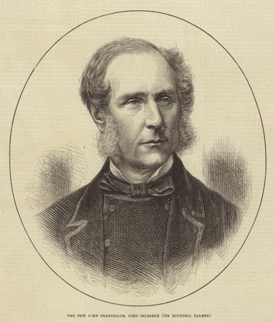 Le nouveau lord chancelier, Lord Selborne (Sir Roundell Palmer) - English School