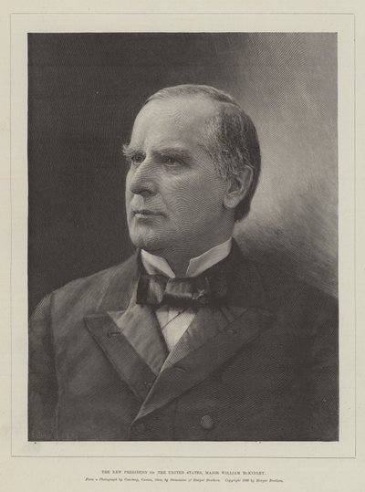 Le nouveau président des États-Unis, le major William McKinley (gravure) - English School