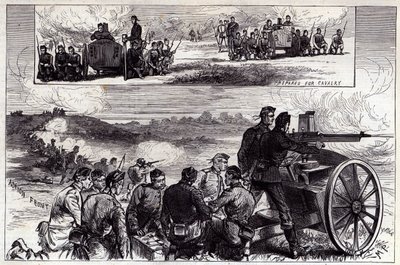 Les canons Nordenfeldt à Aldershott, de l