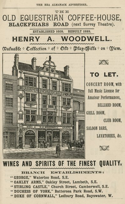 The Old Equestrian Coffee House, Blackfriars Road, Londres - English School