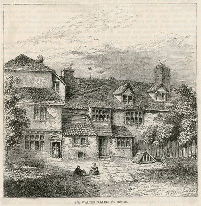 The Old Pied Bull (arrière), maison de Sir Walter Raleigh - English School