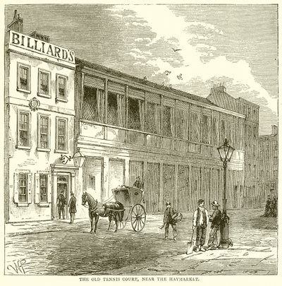 Le vieux court de tennis, près de Haymarket - English School