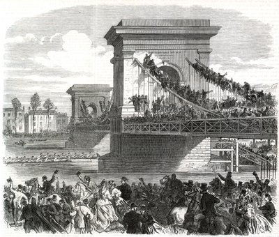 La course de bateaux Oxford et Cambridge, scène au pont Hammersmith - English School
