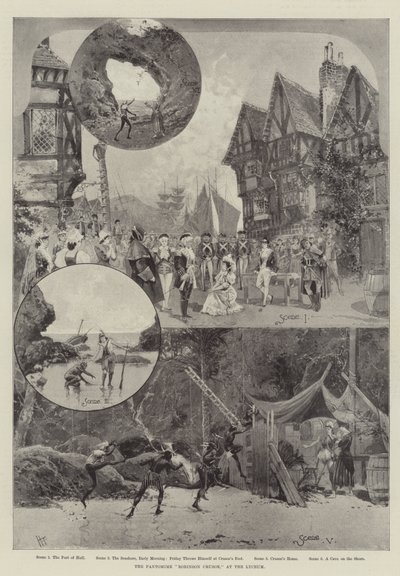 Le pantomime "Robinson Crusoé," au Lyceum (lithographie) - English School