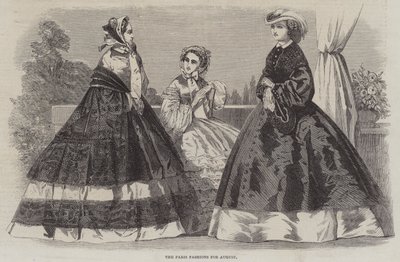 Les modes de Paris pour août (gravure) - English School