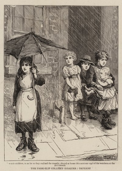 La catastrophe de la mine de Park-Slip, orphelins (gravure) - English School