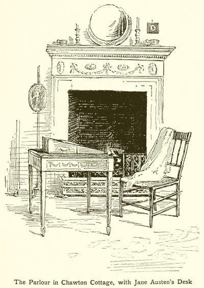 Le salon du cottage de Chawton, avec le bureau de Jane Austen - English School