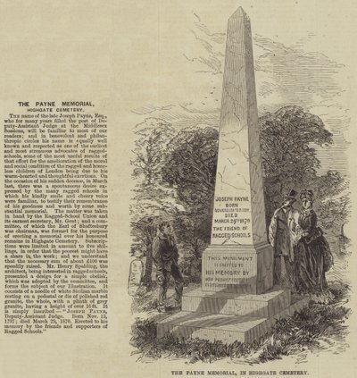 Le Mémorial Payne, au cimetière de Highgate (gravure) - English School