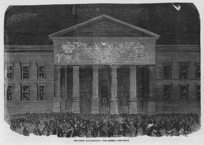 Les illuminations de la paix au Bureau de poste général - English School