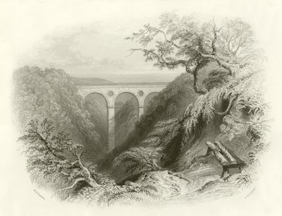 Le pont Peaths et le ravin, Berwickshire - English School