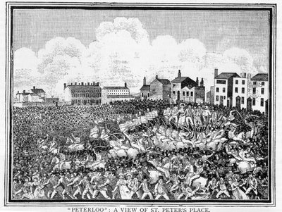 Le massacre de Peterloo, vue de St. Peters Place - English School