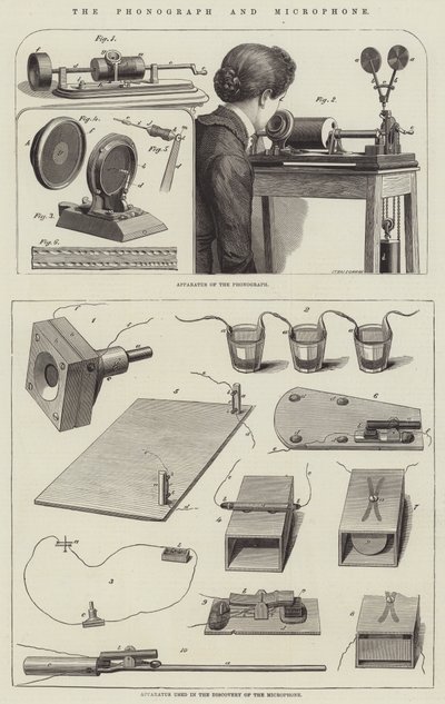 Le phonographe et le microphone (gravure) - English School