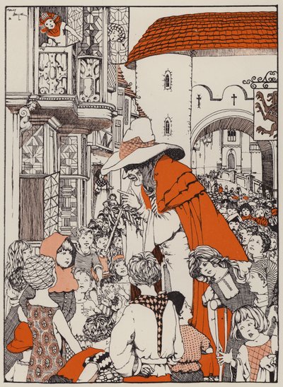 Le joueur de flûte (lithographie couleur) - English School