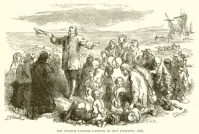 Les Pères pèlerins débarquant en Nouvelle-Angleterre, 1660 - English School
