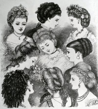 Les modes actuelles en coiffure, 1870 - English School