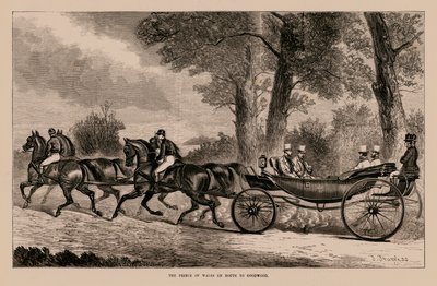 Le Prince de Galles en route pour Goodwood (gravure) - English School
