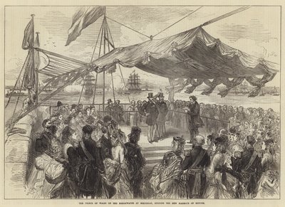 Le prince de Galles sur la jetée à Holyhead, ouverture du nouveau port de refuge - English School