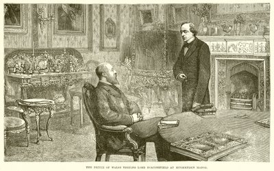 Le prince de Galles visitant Lord Beaconsfield à Hughenden Manor - English School