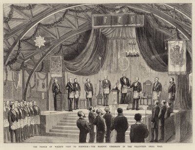 La visite du prince de Galles à Norwich, la cérémonie maçonnique dans le hall d