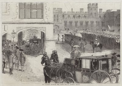 La princesse quittant le château pour la chapelle Saint-Georges (gravure) - English School