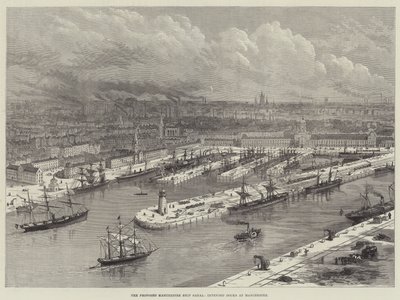 Le projet de canal maritime de Manchester, quais prévus à Manchester (gravure) - English School