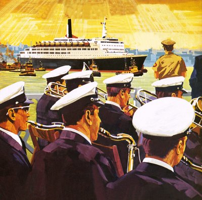 Le QE2 arrivant dans le port de New York sur l