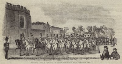 Le quadrilatère, Palais Saint-James, en face de la Maison Marlborough, la fanfare d