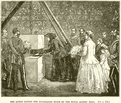 La reine posant la première pierre du Royal Albert Hall - English School