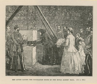 La reine posant la première pierre du Royal Albert Hall - English School