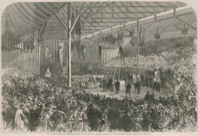 La Reine posant la première pierre du nouvel Hôpital St Thomas - English School
