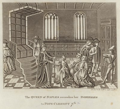 La reine de Naples cède ses domaines au pape Clément VII - English School