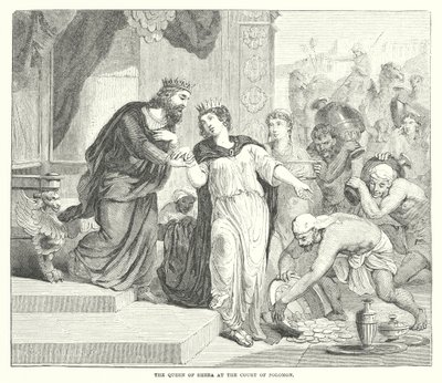 La Reine de Saba à la cour de Salomon (gravure) - English School