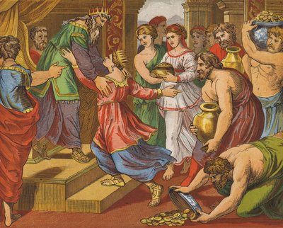 La reine de Saba apportant des cadeaux à Salomon - English School