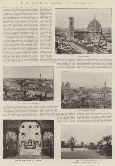 La visite de la reine à Florence (gravure) - English School