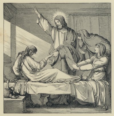 La résurrection de la fille de Jaïre (gravure) - English School