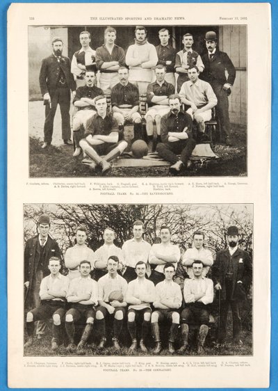 Les Ravensbourne et les Connaught, équipes de football présentées dans The Illustrated Sporting and Dramatic News, 13 février 1892 - English School
