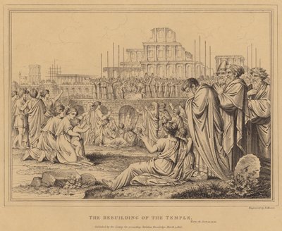 La reconstruction du temple, Esdras (gravure) - English School