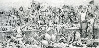 Le Dîner des réformateurs, illustration tirée du Satirist, 1809 - English School