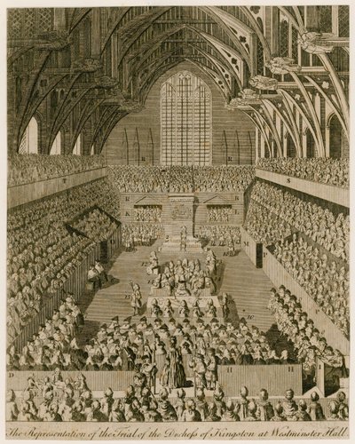 La représentation du procès de la Duchesse de Kingston à Westminster Hall - English School