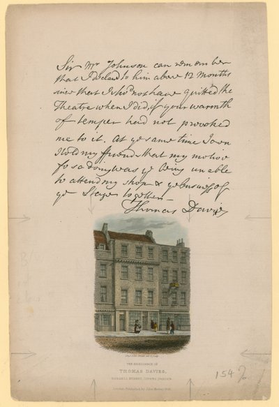 Résidence de Thomas Davies, Russell Street, Covent Garden, Londres - English School